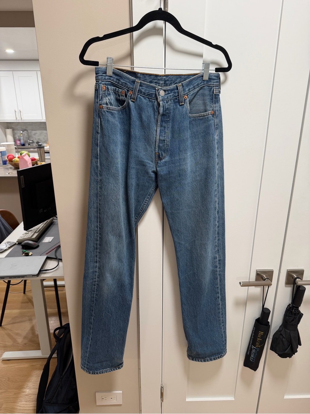 Vintage Levi 501s Women's Straight Leg Medium Blue Denim Jeans